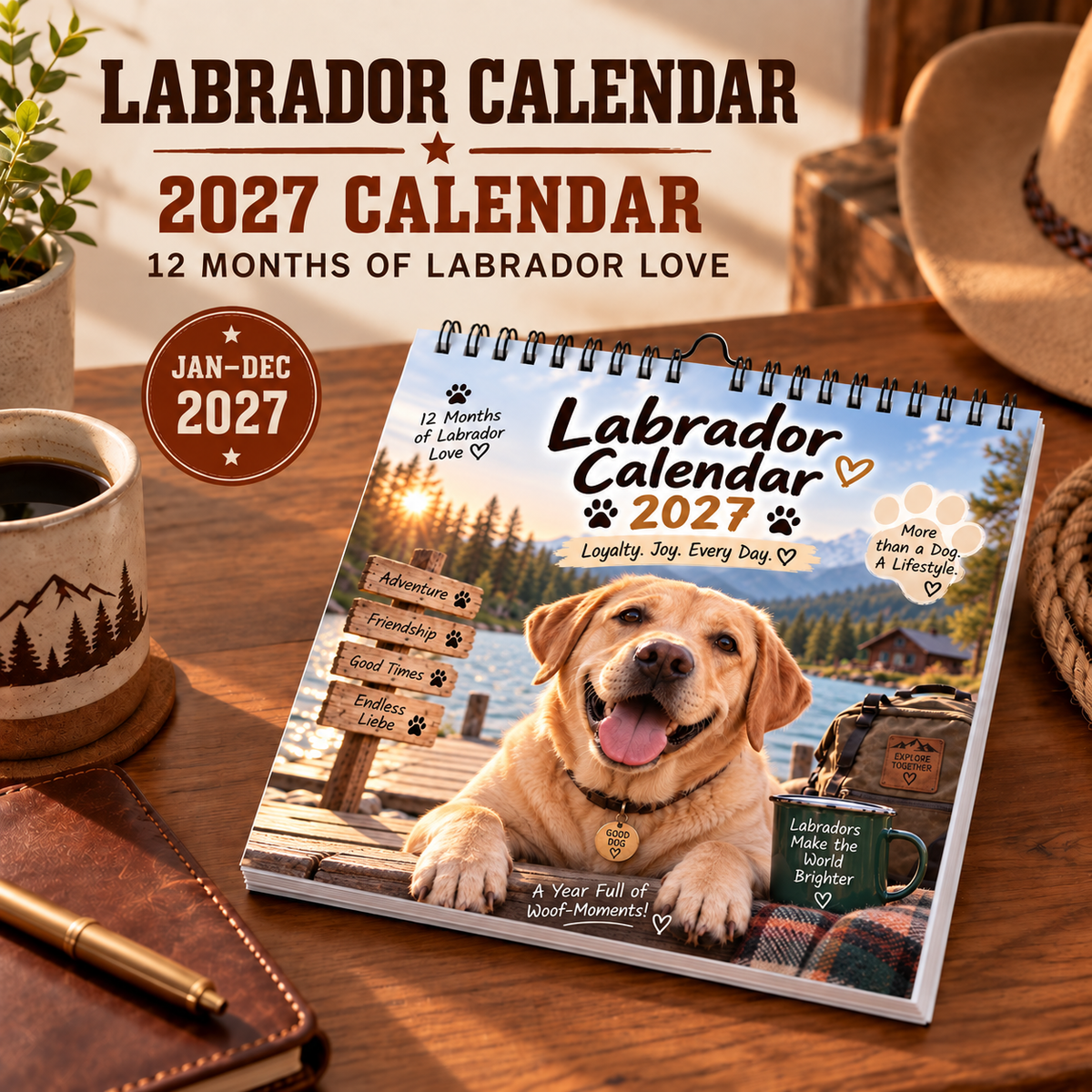 🐾🐶Labrador Calendar 2027 – Funny 12-Month Wall Calendar for Labrador Lovers & Dog Owners