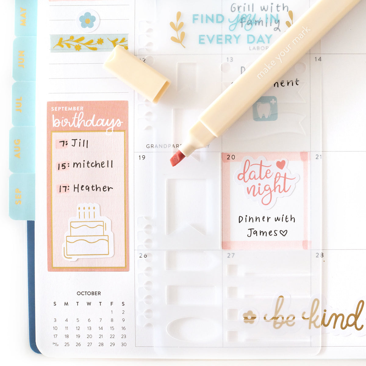 2027 blue floral home planner stencil 
