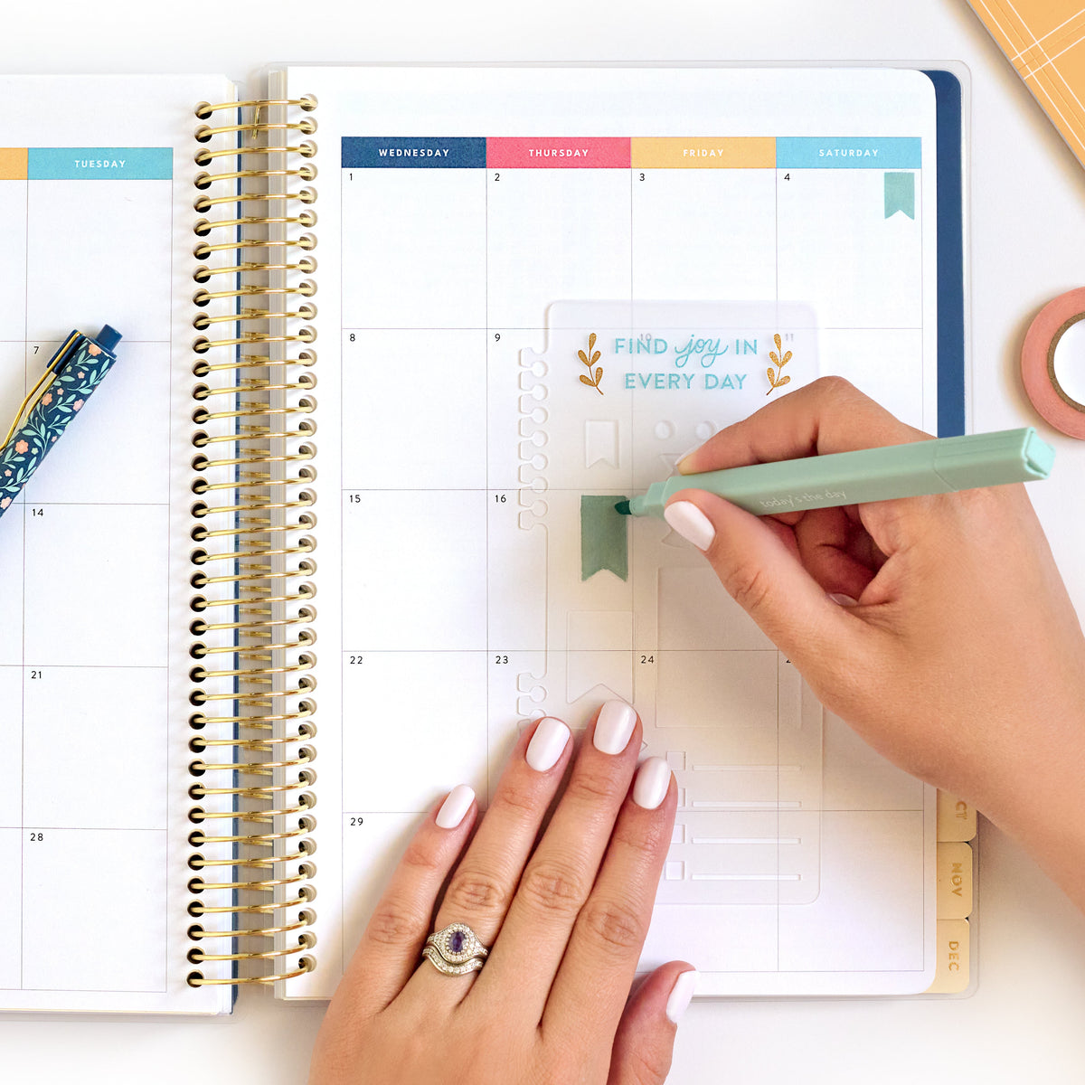 2027 home planner monthly page with stencil and highlighter