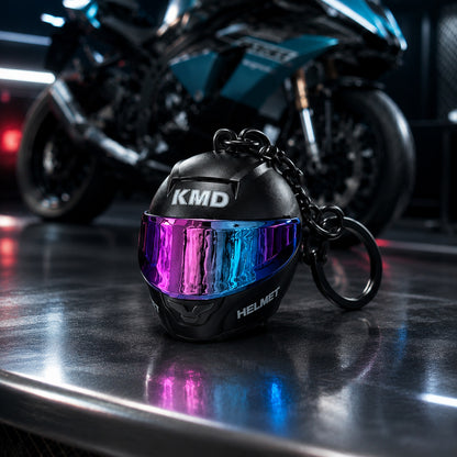 Biker helmet light keychain