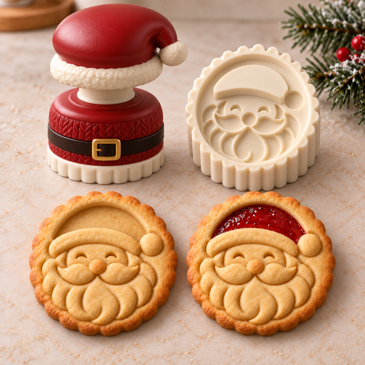 Christmas Jam Cookie Press – Festive Character Handles & Embossed Designs