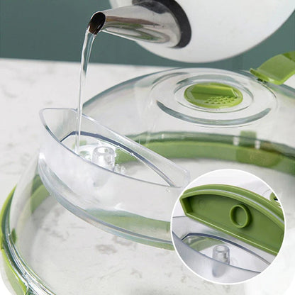 Clear Microwave Splatter Cover with Water Steamer and Handle