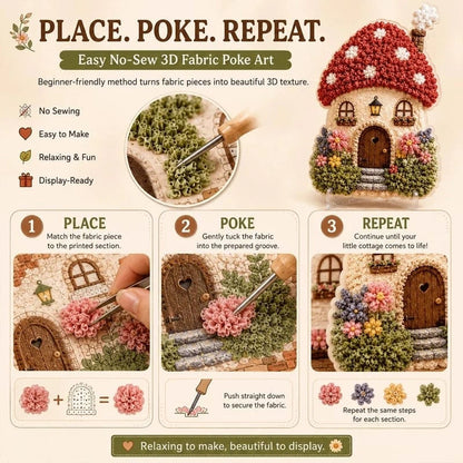 ✨Whimsical Village 3D Fabric Poke Art Kit