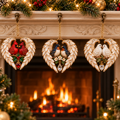 ❤️🐦2026 Angel Wing Heart Christmas Ornaments