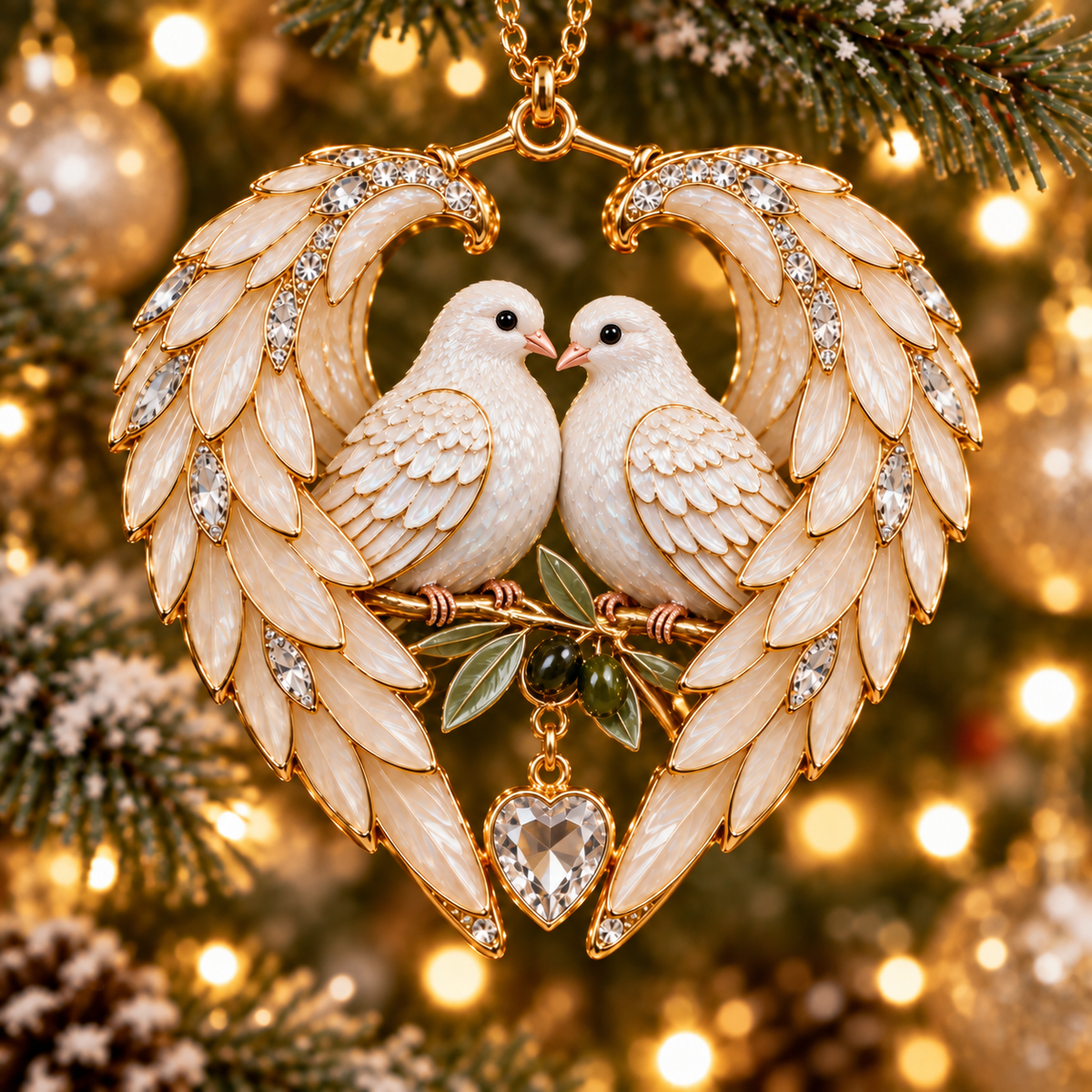 ❤️🐦2026 Angel Wing Heart Christmas Ornaments