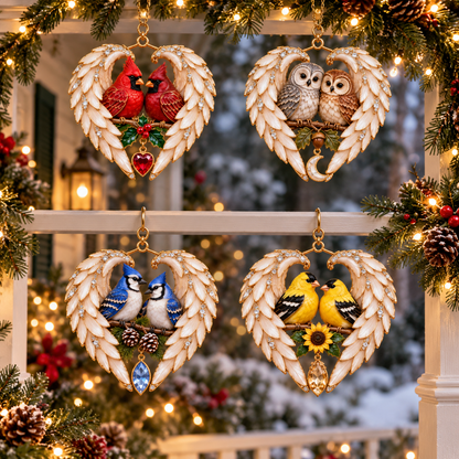 ❤️🐦2026 Angel Wing Heart Christmas Ornaments