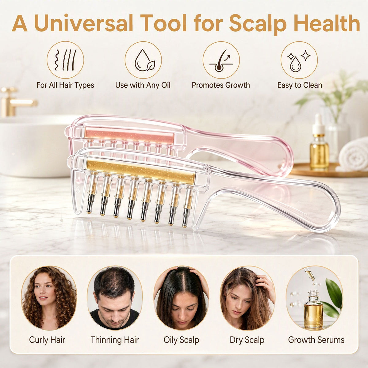 Scalp oil applicator comb detail view 7