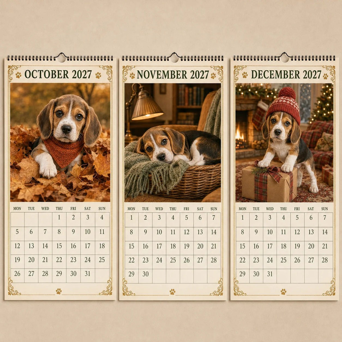 2027 Funny Beagle Wall Calendar | A4 Hanging Calendar