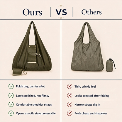 Foldable Keychain Tote Bag – Compact Reusable Shopping Bag