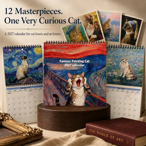 🔥Last Day 50% OFF🐱2027 Cat Art Calendar - 12 Masterpieces Reimagined With A Curious Feline Twist