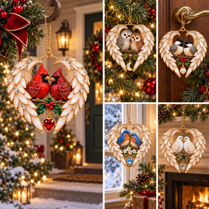 ❤️🐦2026 Angel Wing Heart Christmas Ornaments