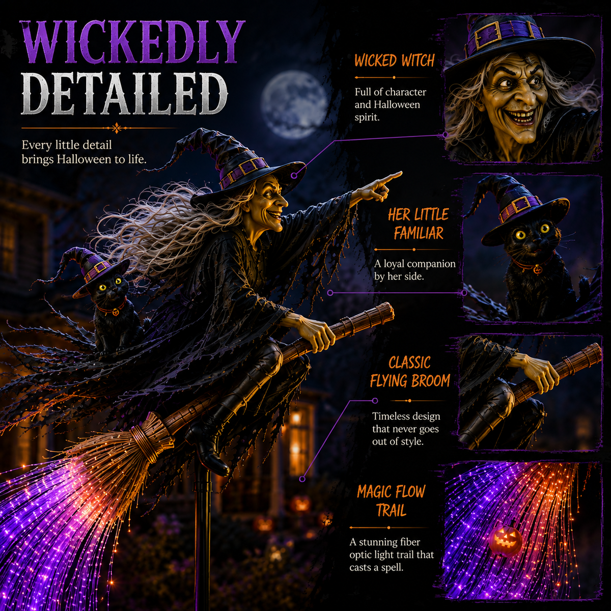 🎃 HALLOWEEN MAGIC SALE  50% OFF - Witch’s Magic Trail ✨ Solar Fiber Optic Yard Light