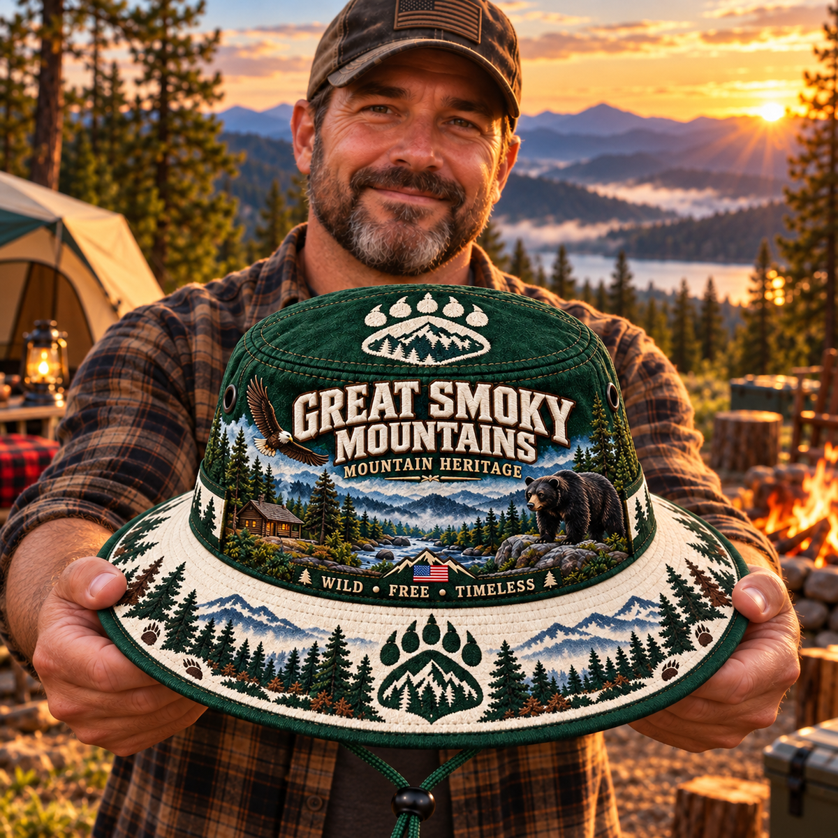 🐻🌲 Great Smoky Mountains Heritage Boonie Hat — Wild, Free & Timeless