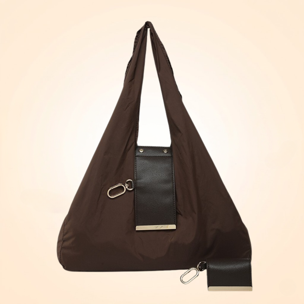 Cocoa brown foldable keychain tote