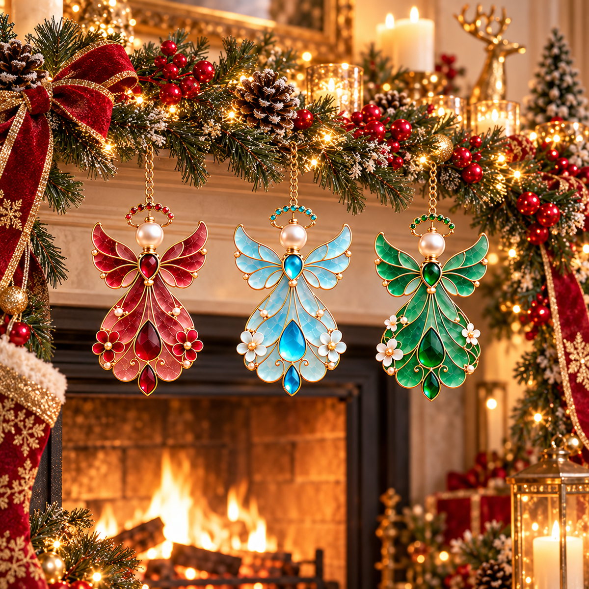 ✨👼12-Month Birthstone Angel Ornament Collection – Stained Glass Christmas Tree Decorations & Meaningful Keepsake Gifts