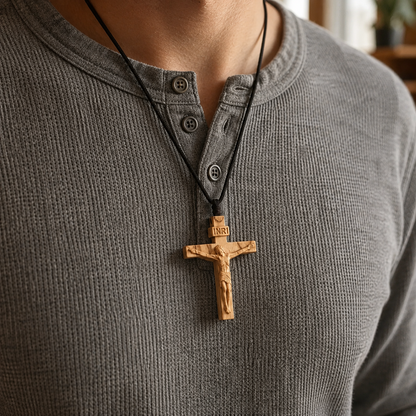 ✝️ Handmade Wooden Jesus Cross Necklace (𝐃𝐚𝐧𝐢𝐞𝐥 𝐁𝐫𝐨𝐨𝐤𝐬 𝐇𝐚𝐧𝐝𝐦𝐚𝐝𝐞®)