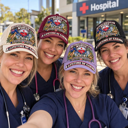 👩‍⚕️💖 “A Lifetime of Caring” Retired Australian Nurse Commemorative Cap| Cotton-Poly Blend • Detailed Embroidery • Adjustable Fit