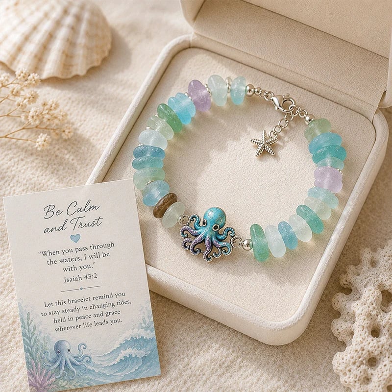 Octopus Sea Glass Blessing Bracelet
