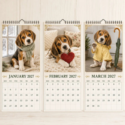 2027 Funny Beagle Wall Calendar | A4 Hanging Calendar