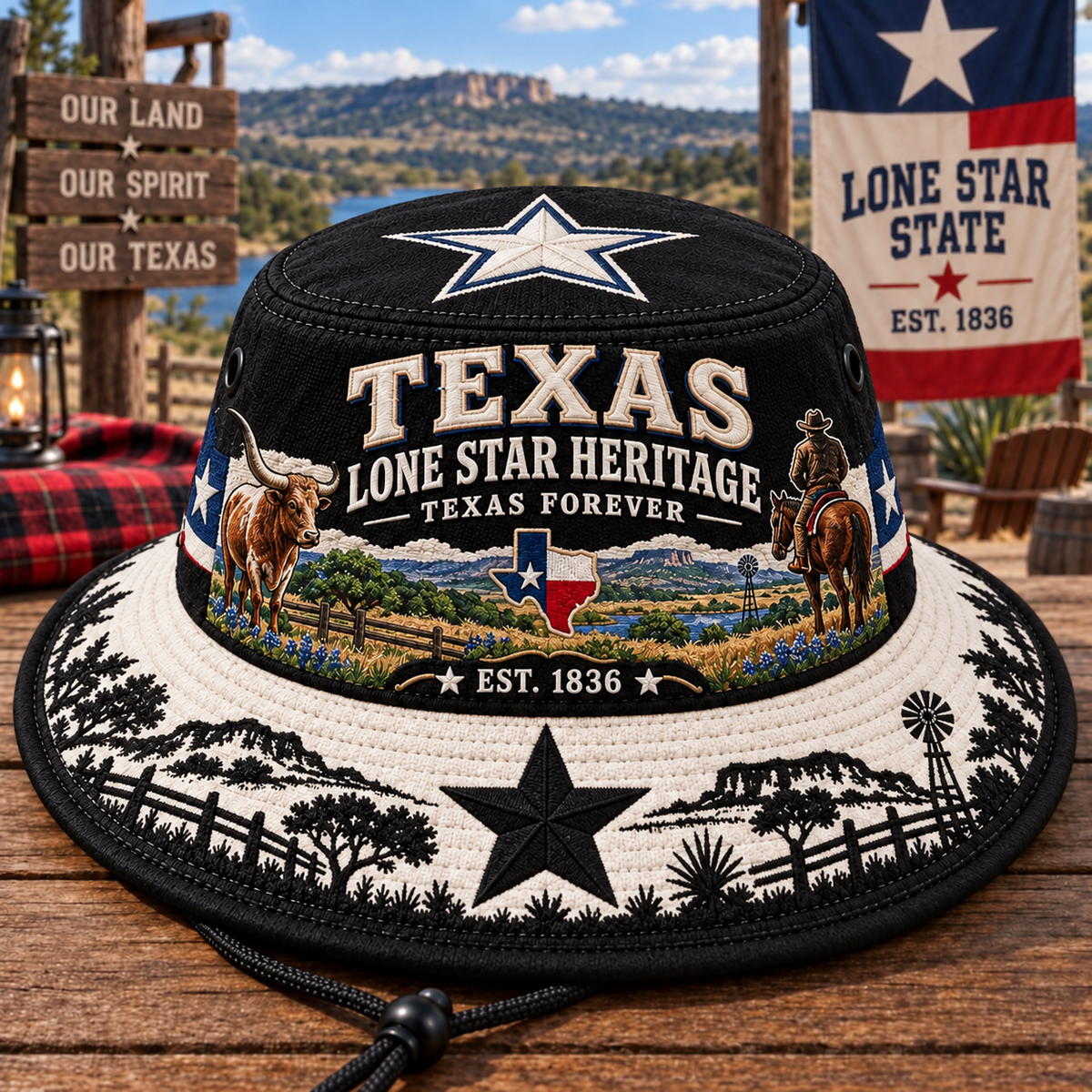 Black Texas Lone Star Heritage boonie hat