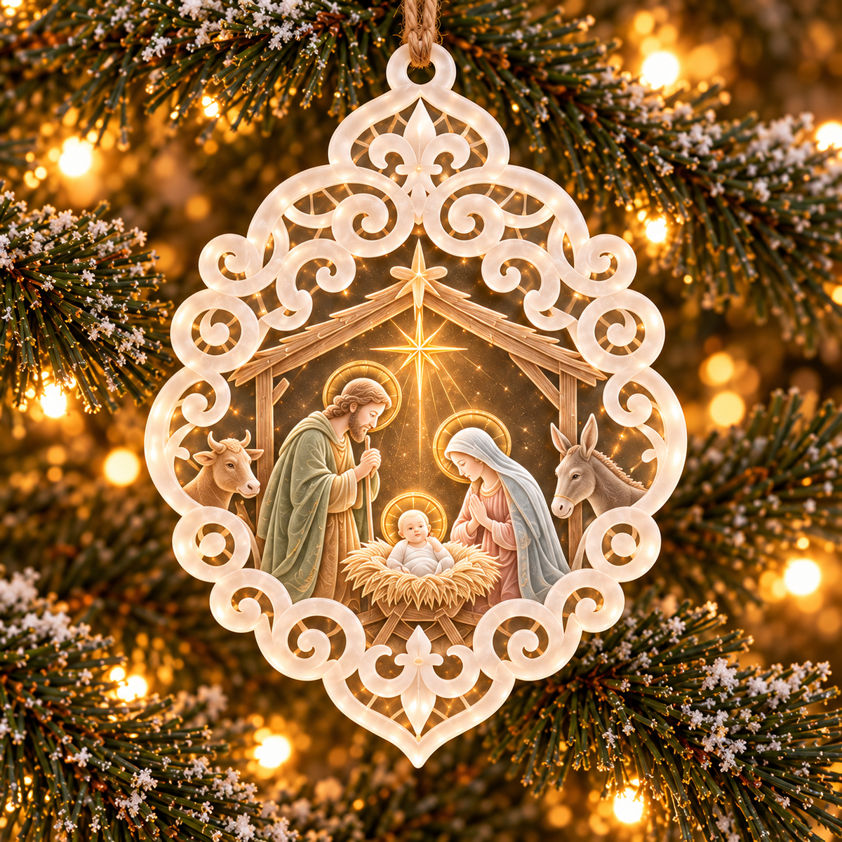 ✝️👼6-Piece Nativity Christmas Ornaments – Holy Family, Three Wise Men & Angels