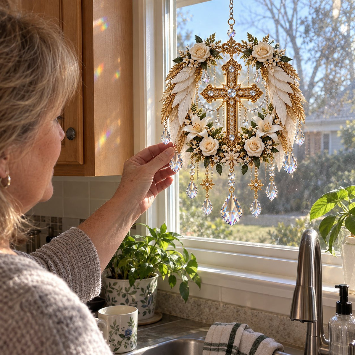 ✝️3D Christian Crystal Suncatcher | 5 Faith-Inspired Window Designs with Cascading Rainbow Crystals ✨