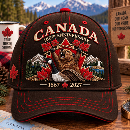 🔥LAST DAY 50% OFF - 🍁 Canada 160th Anniversary 1867–2027 – Premium Embroidered Heritage Cap 100% Cotton