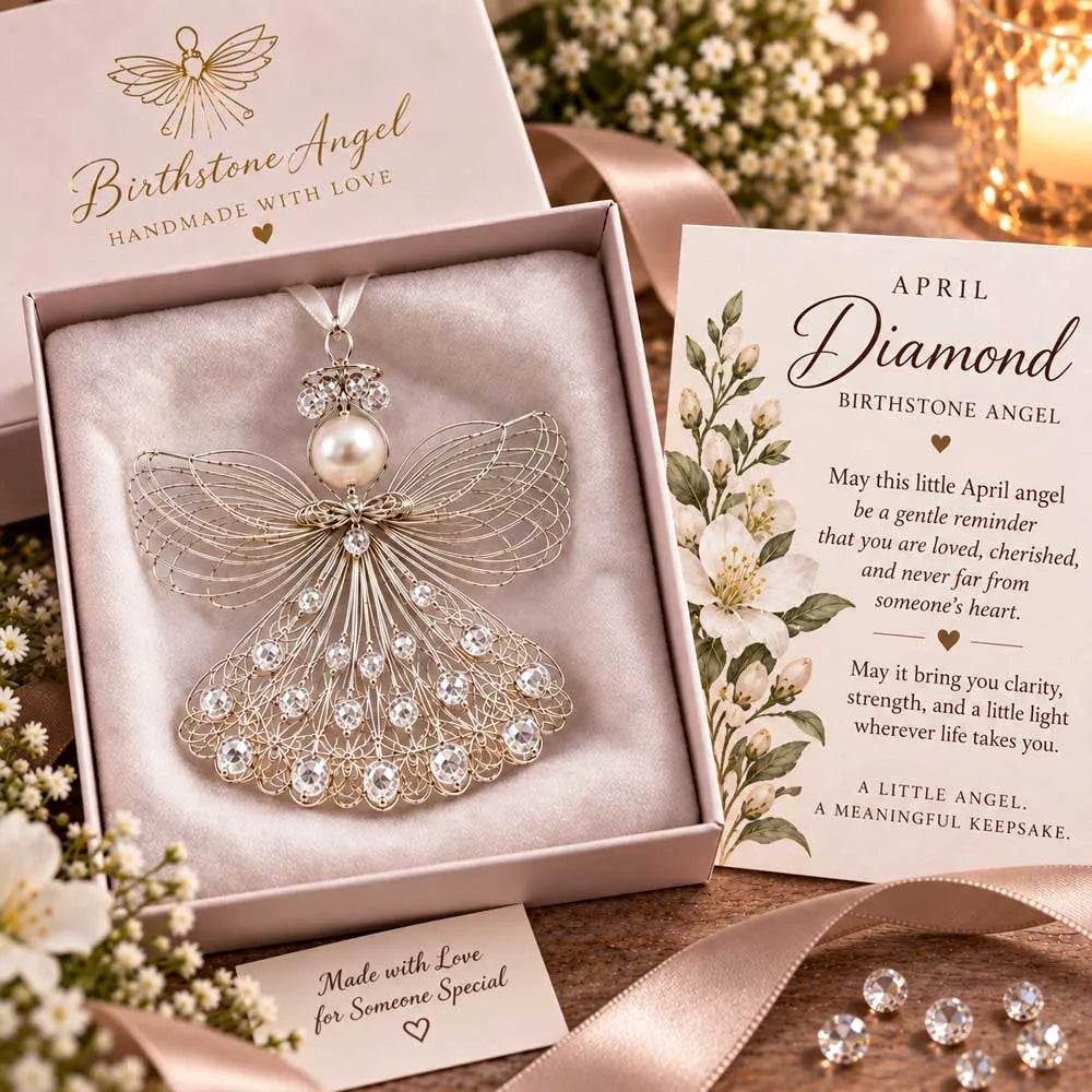 ⏳ Last Day 50% OFF – 👼Handmade Birthstone Angel Wire Ornament |12 Meaningful Birthstone Colors with Keepsake Card ✨
