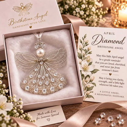 ⏳ Last Day 50% OFF – 👼Handmade Birthstone Angel Wire Ornament |12 Meaningful Birthstone Colors with Keepsake Card ✨