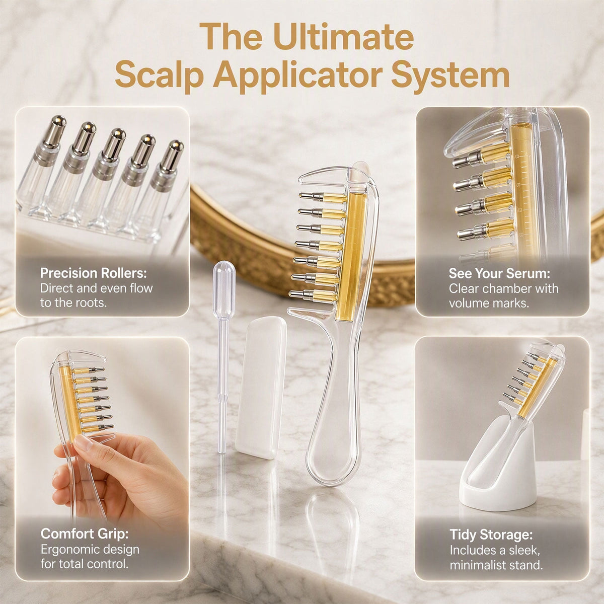 Scalp oil applicator comb detail view 6