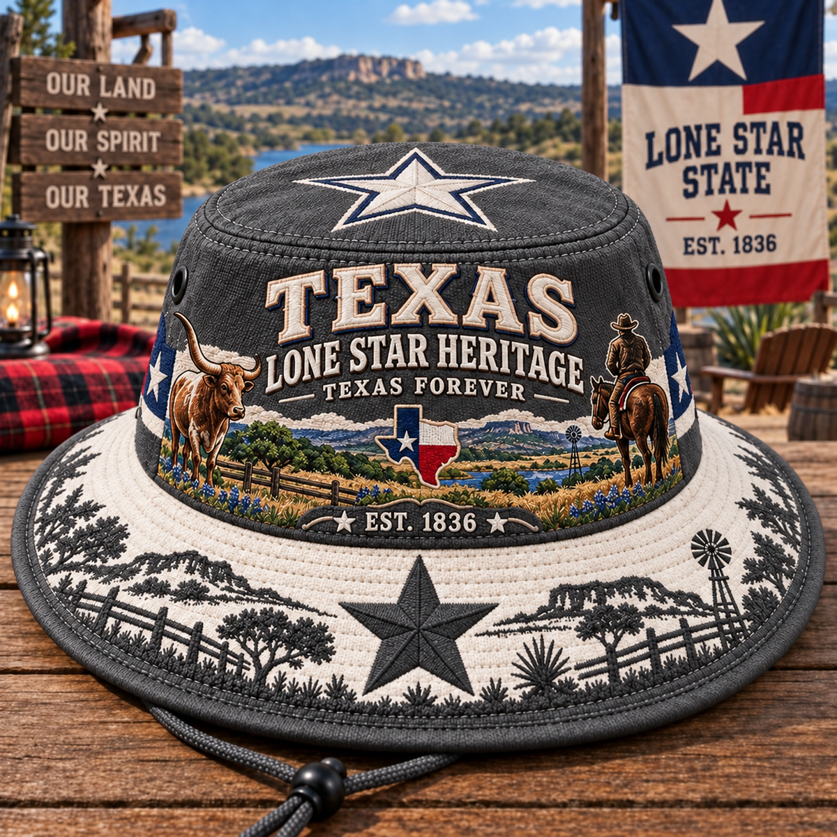 🤠⭐ Texas Lone Star Heritage Boonie Hat — Texas Forever, Est. 1836 🇺🇸
