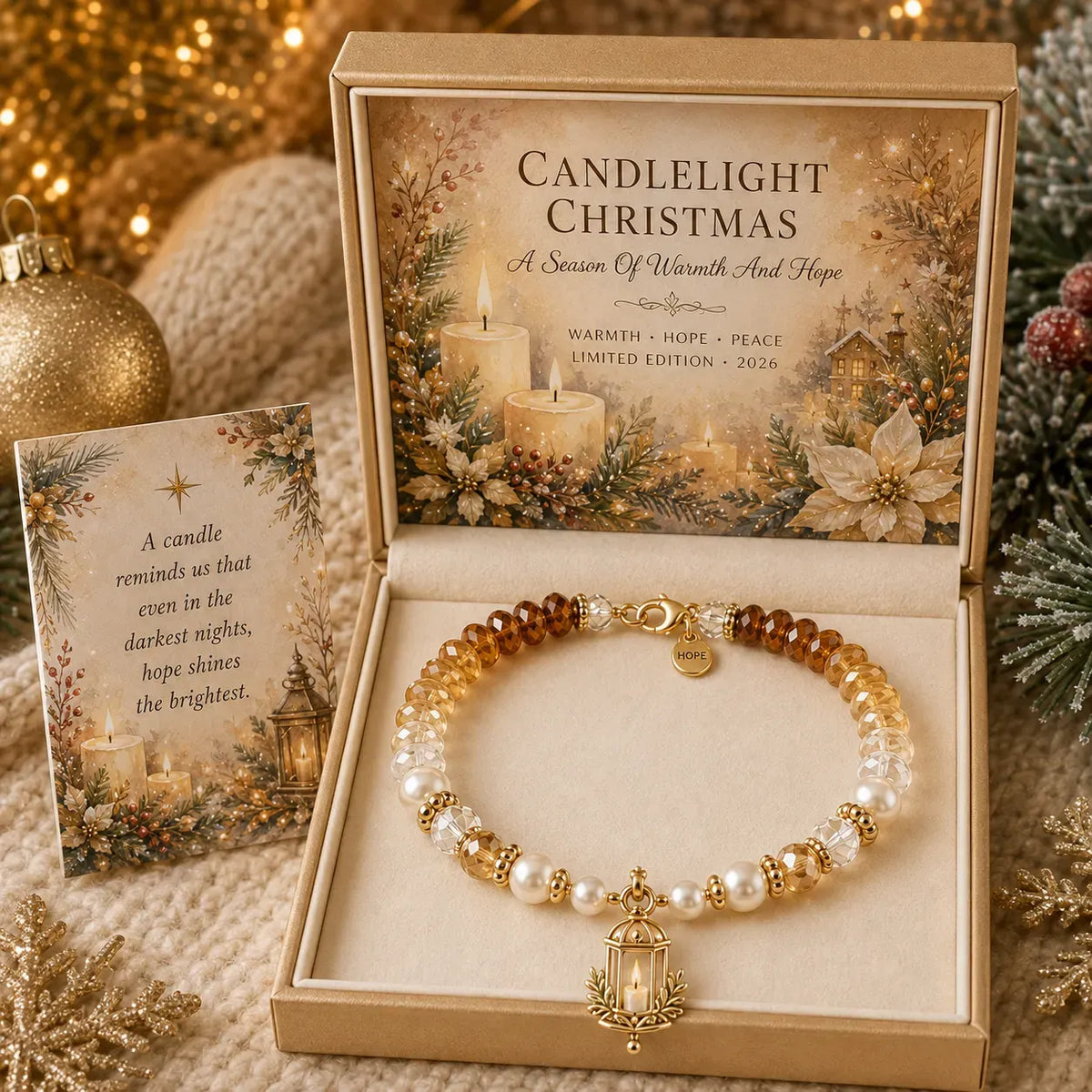 Candlelight Christmas bracelet in matching scripture gift box
