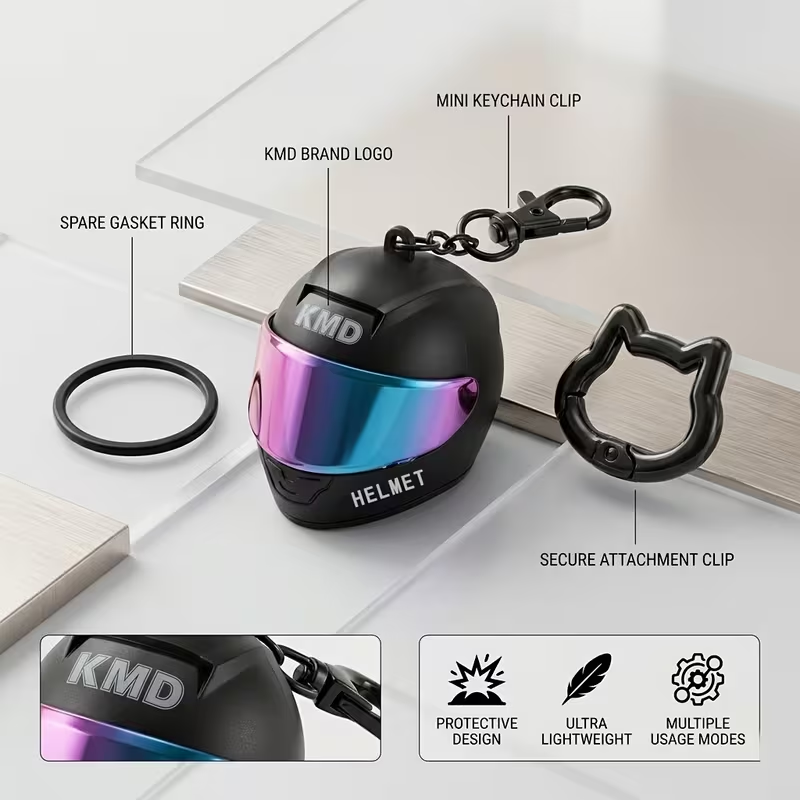 Biker helmet light keychain