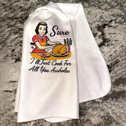 Funny Retro Housewife Waffle Weave Kitchen Towels – 6 Sassy Designs