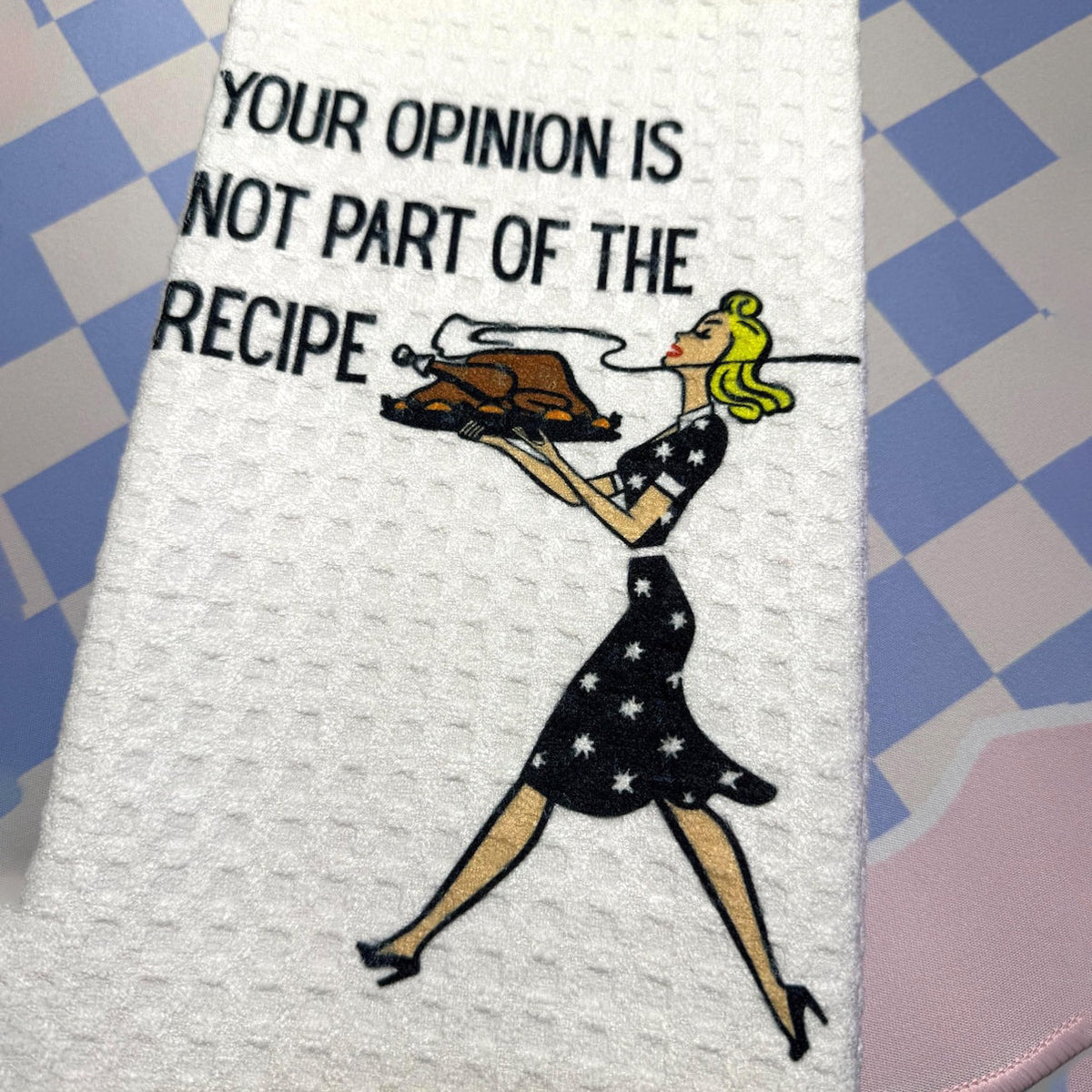 Funny Retro Housewife Waffle Weave Kitchen Towels – 6 Sassy Designs