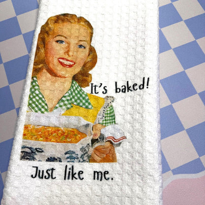 Funny Retro Housewife Waffle Weave Kitchen Towels – 6 Sassy Designs