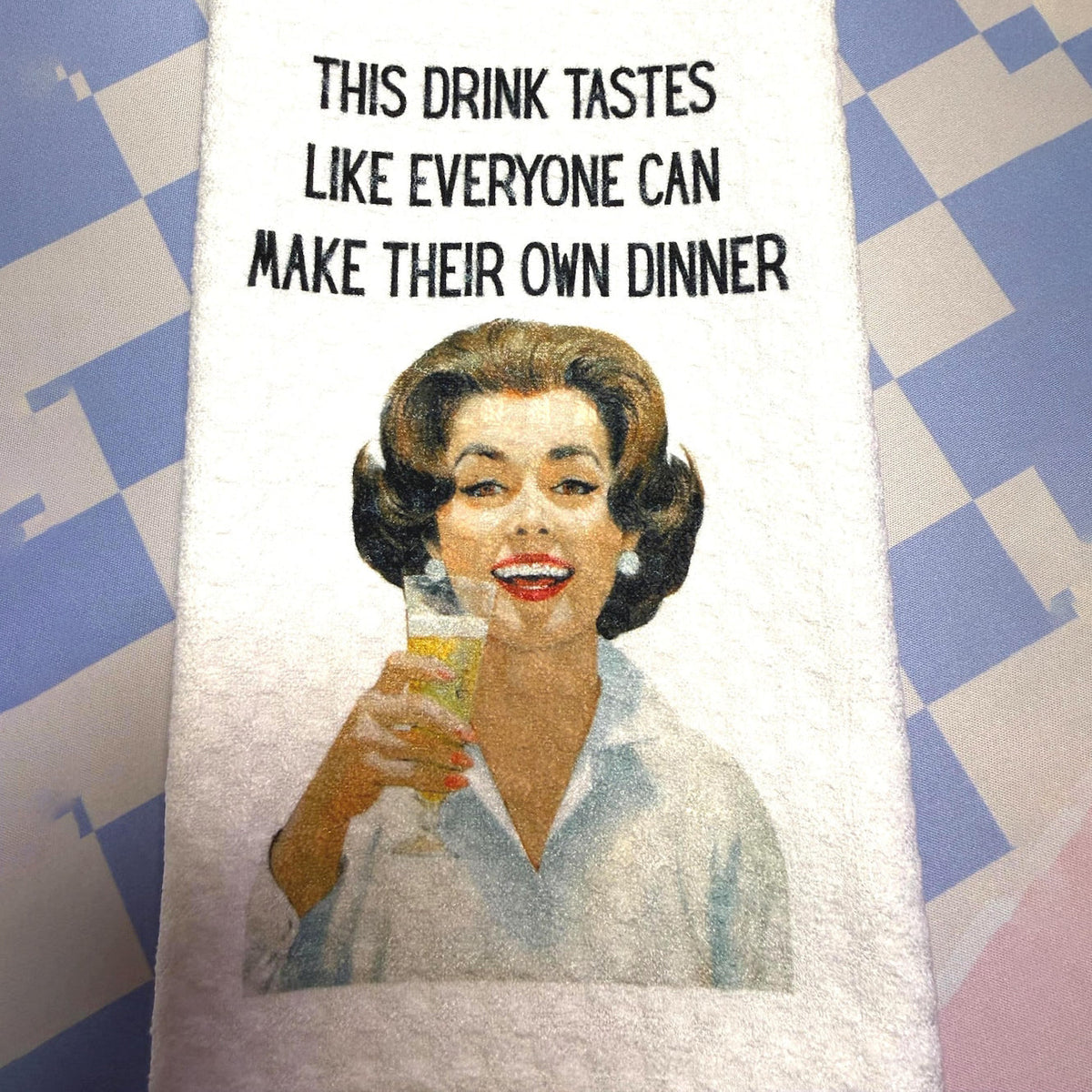 Funny Retro Housewife Waffle Weave Kitchen Towels – 6 Sassy Designs