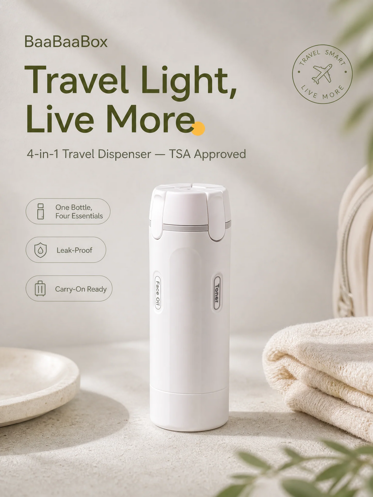 4 in 1 Travel Cosmetic Dispenser Bottle