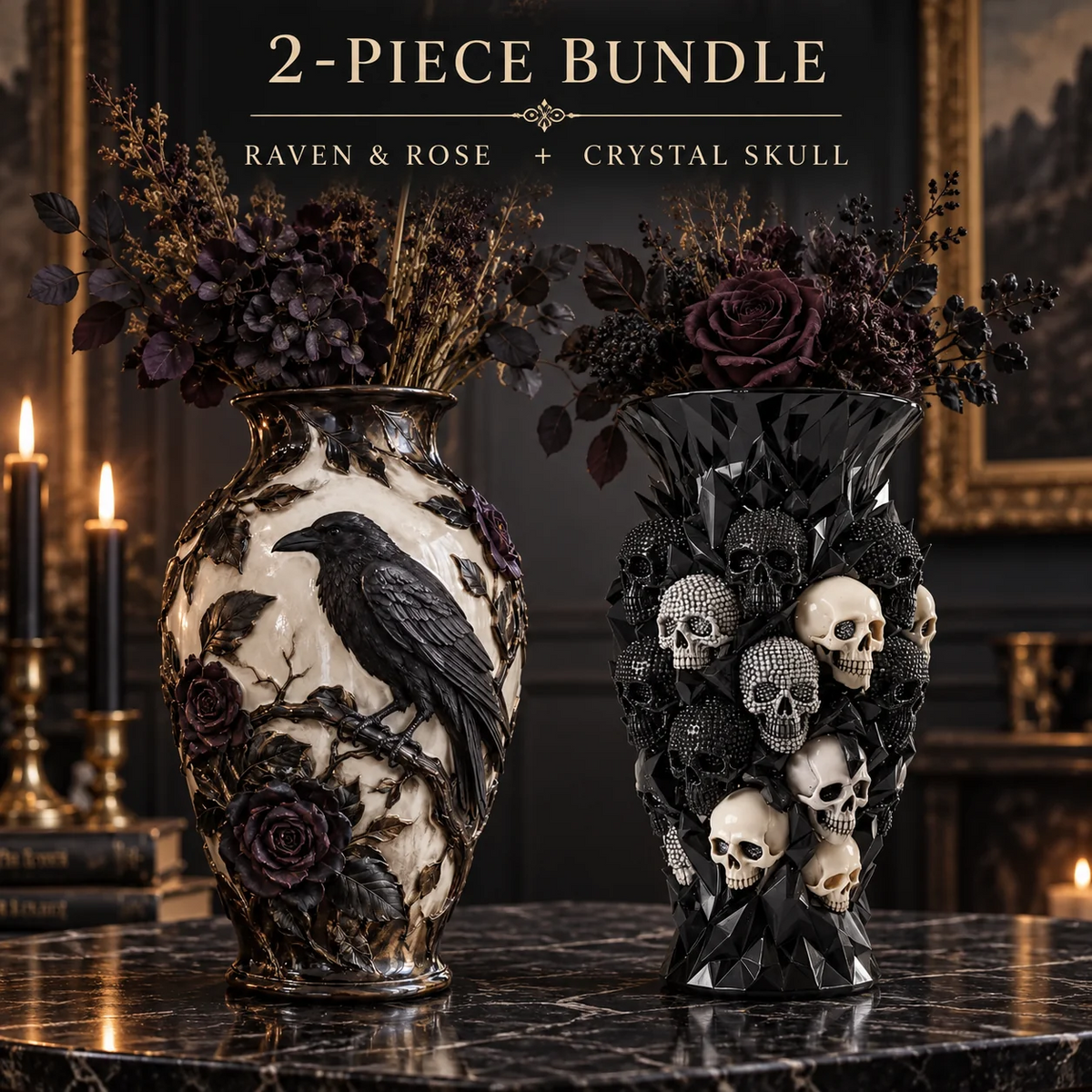 💀🐦‍⬛ Crystal Skull Vase – Where Darkness Meets Elegance ✨
