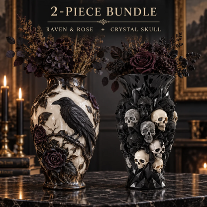💀🐦‍⬛ Crystal Skull Vase – Where Darkness Meets Elegance ✨