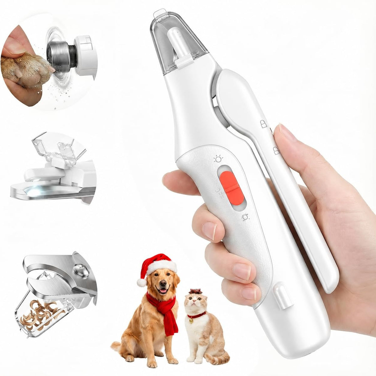 White pet nail grooming tool held in hand