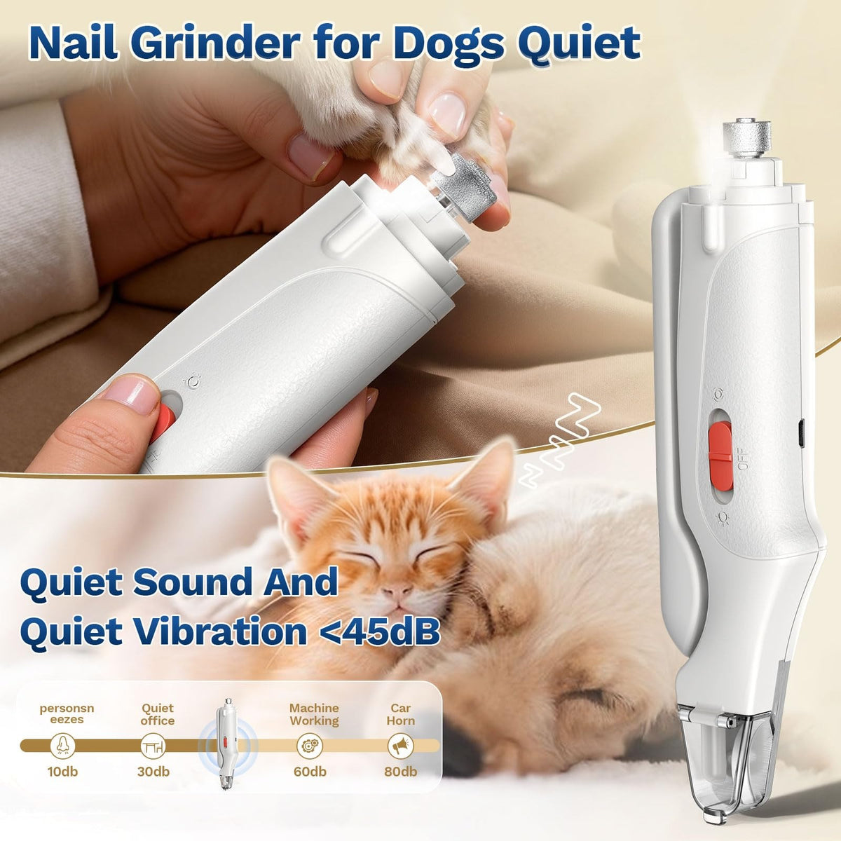 2-in-1 Pet Nail Clippers with Grinder & Dual LED Lights