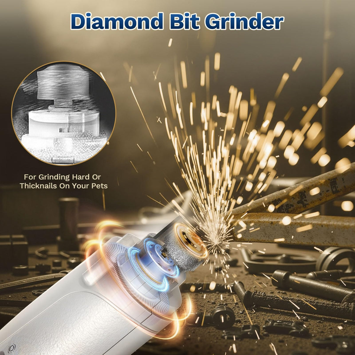 Diamond bit grinder detail for pet nails