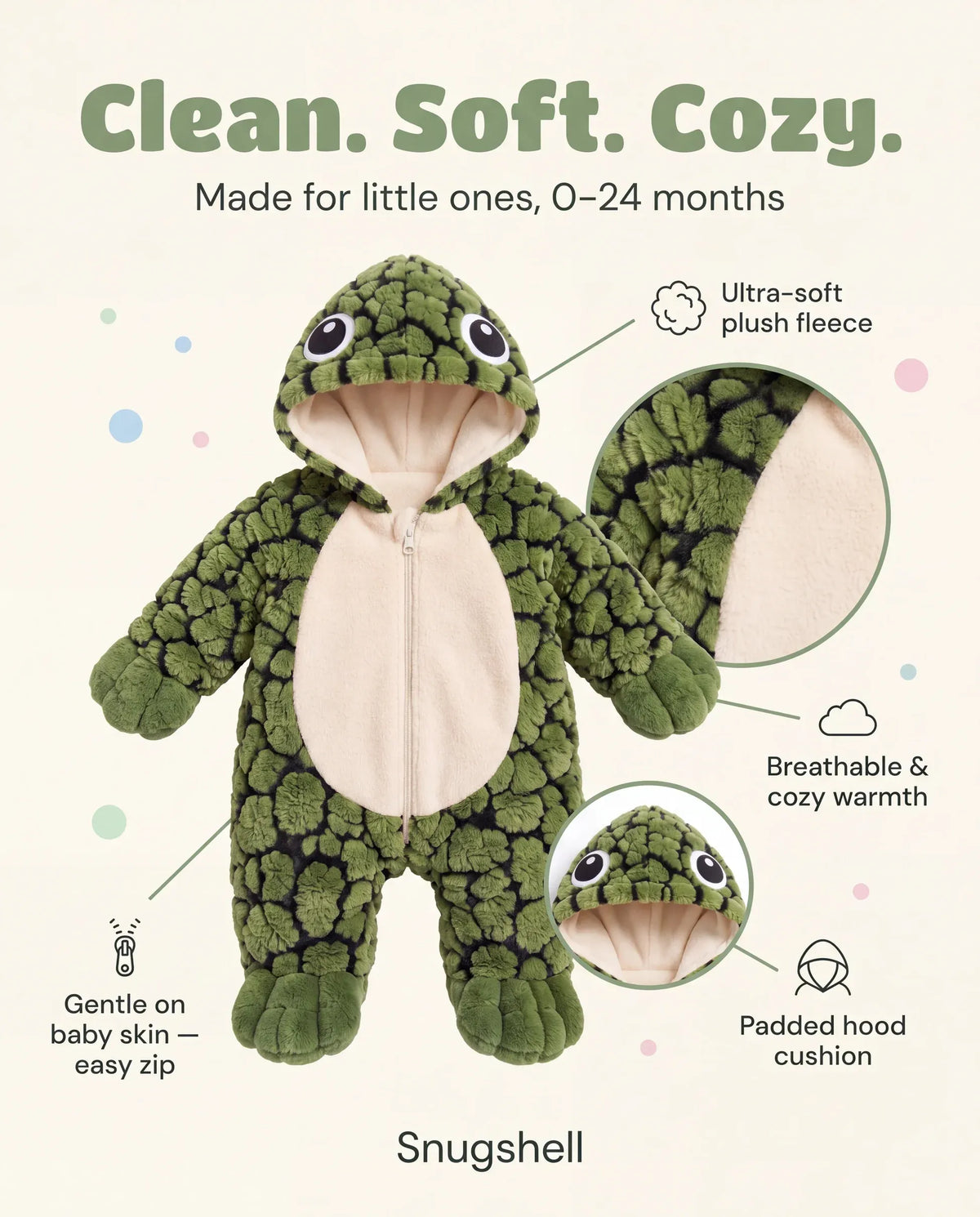 Turtle onesie character details