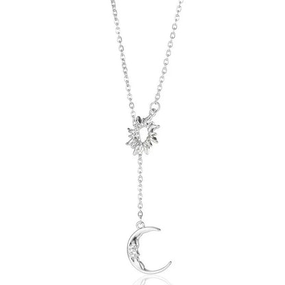Sun and Moon Layered Necklace – Celestial Pendant Necklace for Women