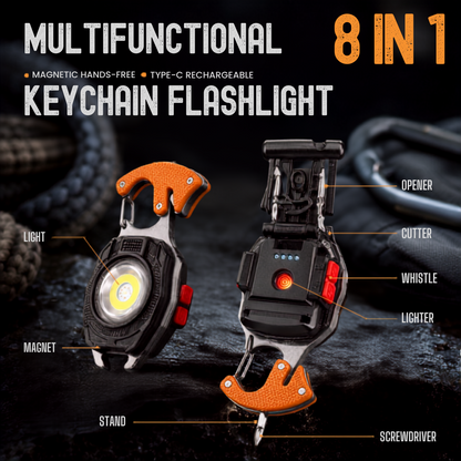 8-in-1 Multifunctional Keychain Flashlight