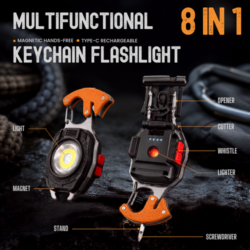 8-in-1 Multifunctional Keychain Flashlight