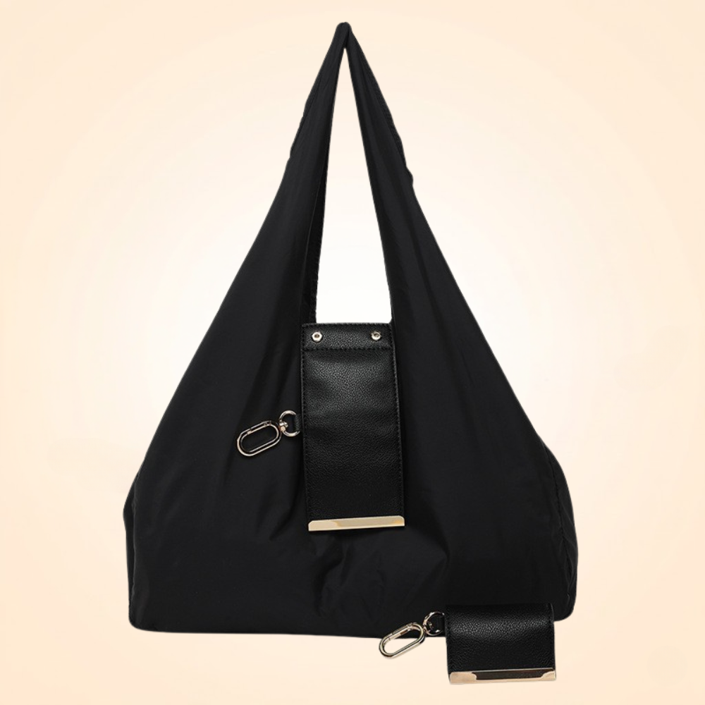 Midnight black foldable keychain tote