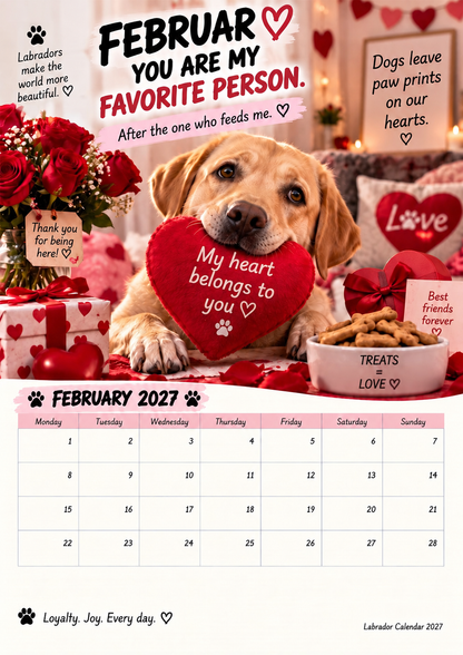 Labrador Calendar 2027 – Funny 12-Month Wall Calendar for Labrador Lovers & Dog Owners