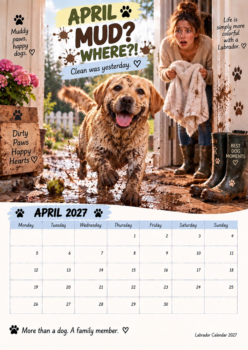Labrador Calendar 2027 – Funny 12-Month Wall Calendar for Labrador Lovers & Dog Owners